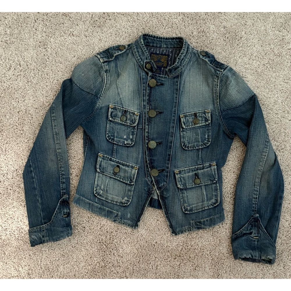 Ralph Lauren Polo Jeans Co Vintage 90's Military Style Denim Jacket Size S-M